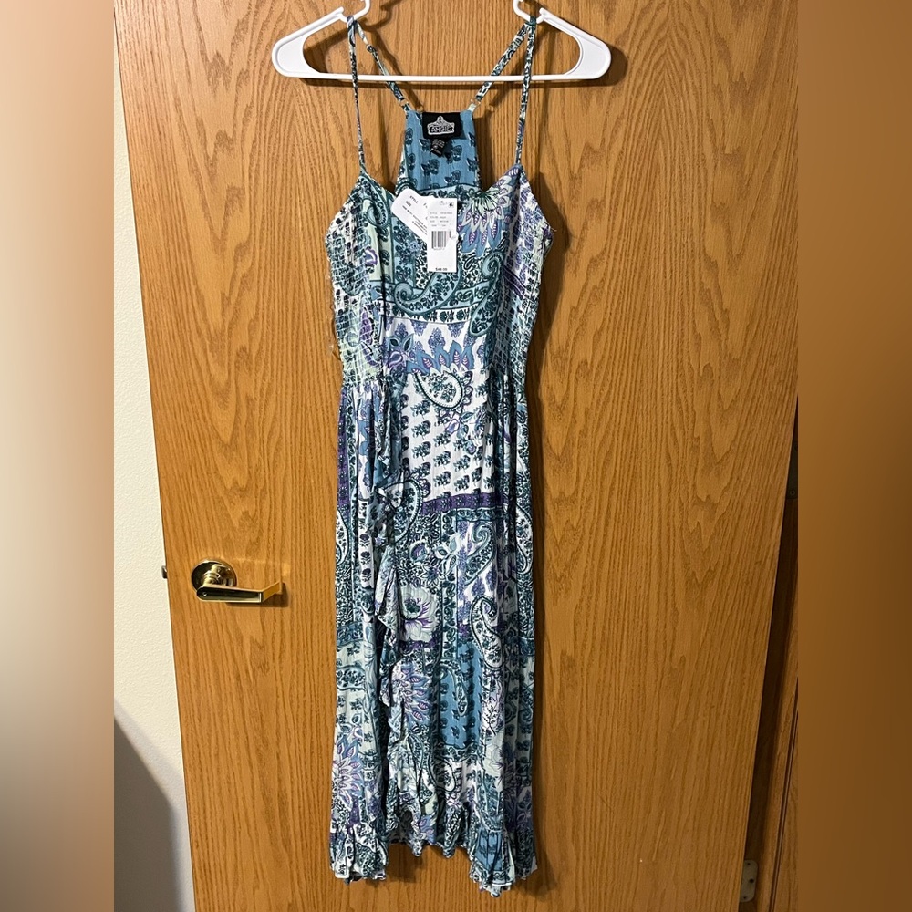 Angie Blue Teal Paisley Maxi Dress